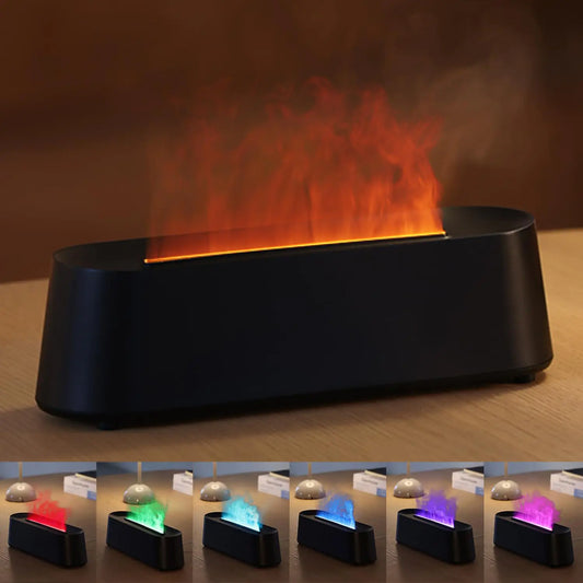 YALEDI Essential Oil Diffuser Fireplace Fire Flame Aromatherapy Diffuser 250ml Cool Mist Humidifier Scent Aroma Diffuser with 7 Colors Light Remote Control Timer & Auto-Off for Home Room (Black)
